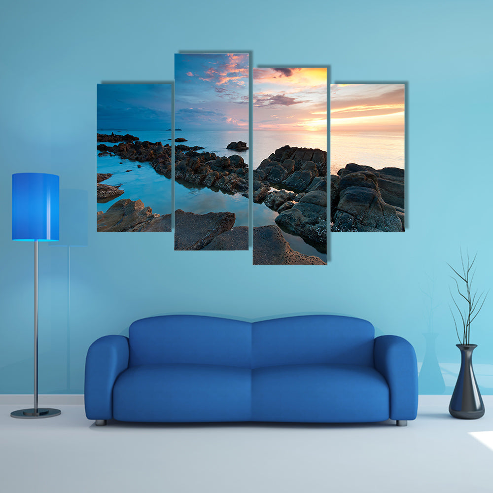 Beautiful sunset in Kota Kinabalu beach, Sabah Borneo, Malaysia multi panel canvas wall art