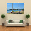 Kavala, An Unidentified People And Boat On Beach Of Neaperamos, Anaktoroupoli, Multi Panel Canvas Wall Art