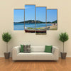 Kavala, An Unidentified People And Boat On Beach Of Neaperamos, Anaktoroupoli, Multi Panel Canvas Wall Art