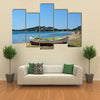 Kavala, An Unidentified People And Boat On Beach Of Neaperamos, Anaktoroupoli, Multi Panel Canvas Wall Art