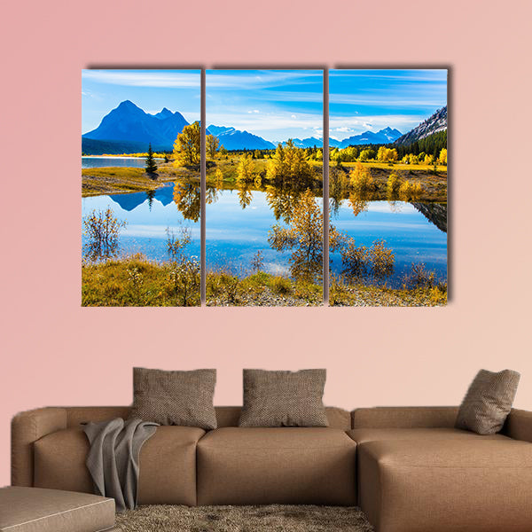 The concept of ecological and active tourism. Sunny autumn wall art