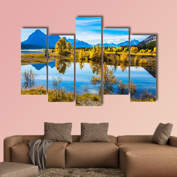 The concept of ecological and active tourism. Sunny autumn wall art