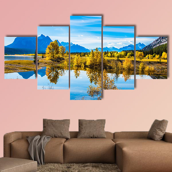 The concept of ecological and active tourism. Sunny autumn wall art