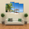 Tropical Beach Landscape With Deckchair And Parasol, Madagascar, Multi Panel Canvas Wall Art