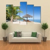 Tropical Beach Landscape With Deckchair And Parasol, Madagascar, Multi Panel Canvas Wall Art