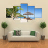 Tropical Beach Landscape With Deckchair And Parasol, Madagascar, Multi Panel Canvas Wall Art