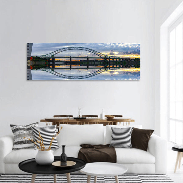 River crossing bridge The Mersey Gateway at Widnes, UK panoramic canvas wall art
