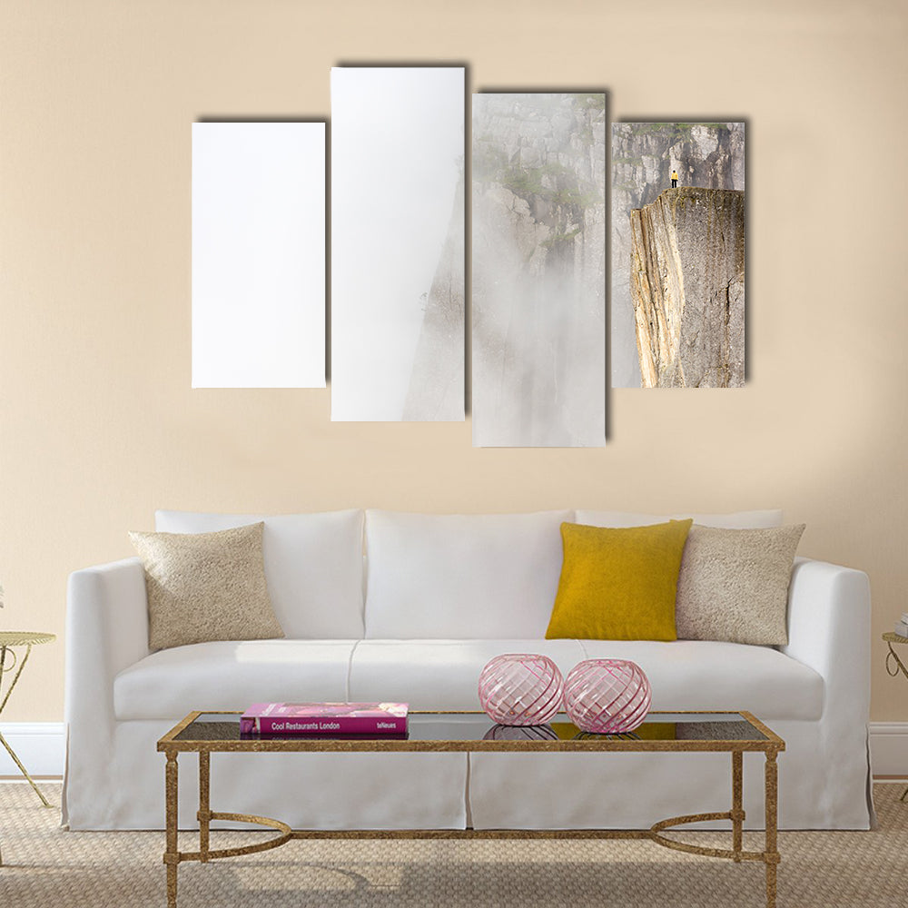 Misty morning on Preikestolen Multi panel canvas wall art