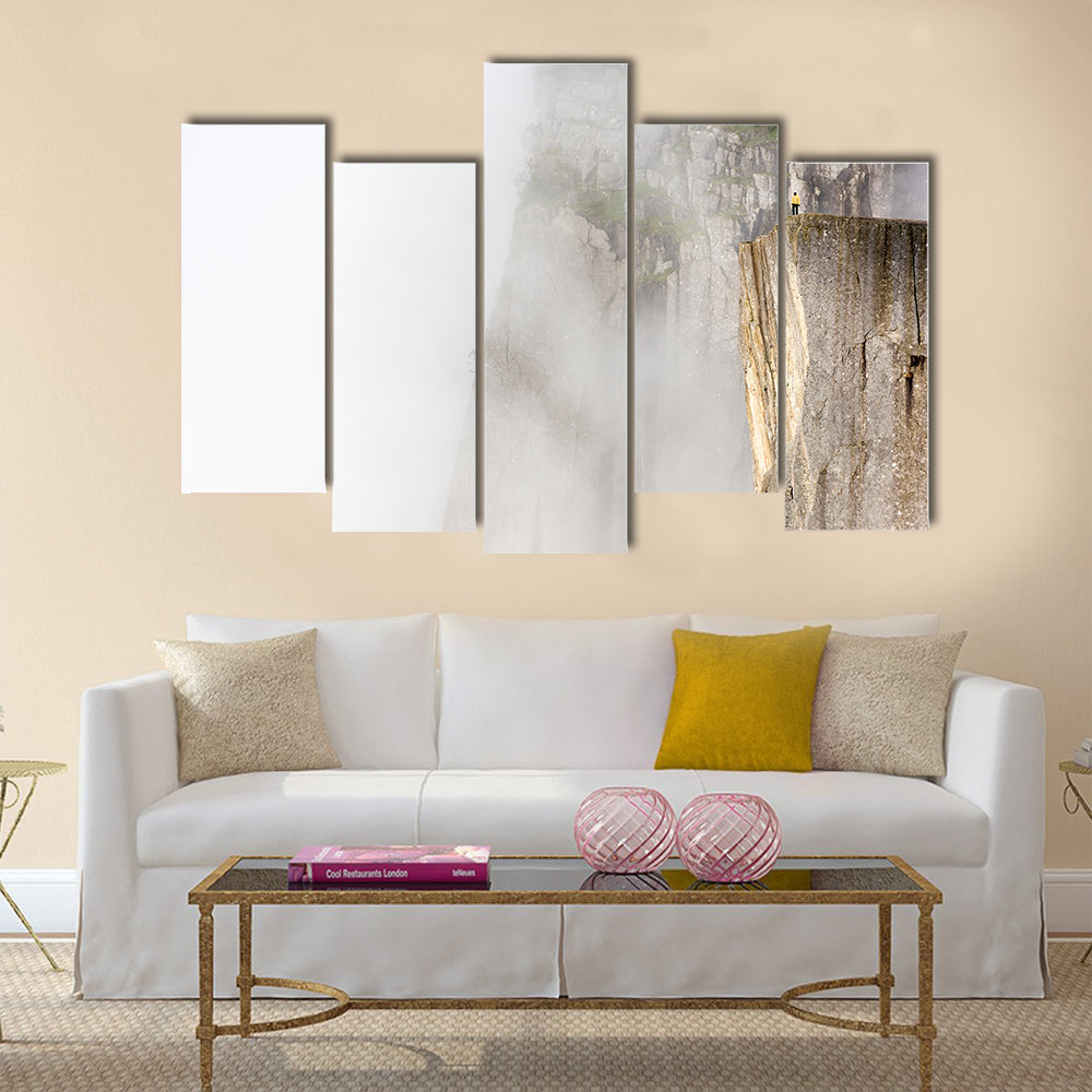 Misty morning on Preikestolen Multi panel canvas wall art