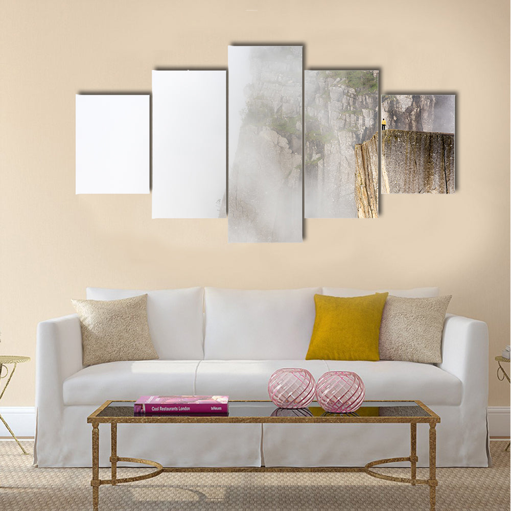 Misty morning on Preikestolen Multi panel canvas wall art