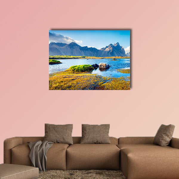 Colorful panorama of the Stokksnes headland on southeastern wall art