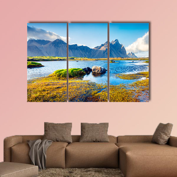 Colorful panorama of the Stokksnes headland on southeastern wall art