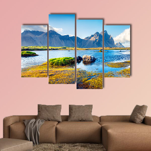 Colorful panorama of the Stokksnes headland on southeastern wall art