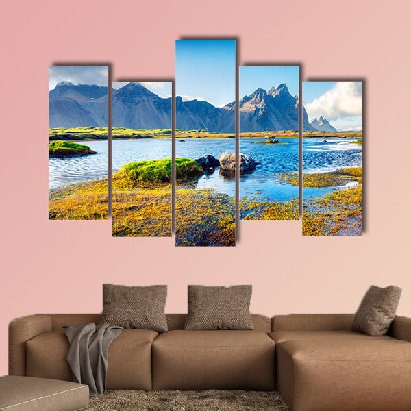 Colorful panorama of the Stokksnes headland on southeastern wall art