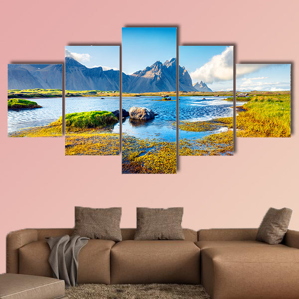 Colorful panorama of the Stokksnes headland on southeastern wall art