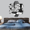 Checkmate with black and white board and glass pieces hexagonal canvas wall art