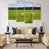 Green meadow with hay rolls Multi panel canvas wall art