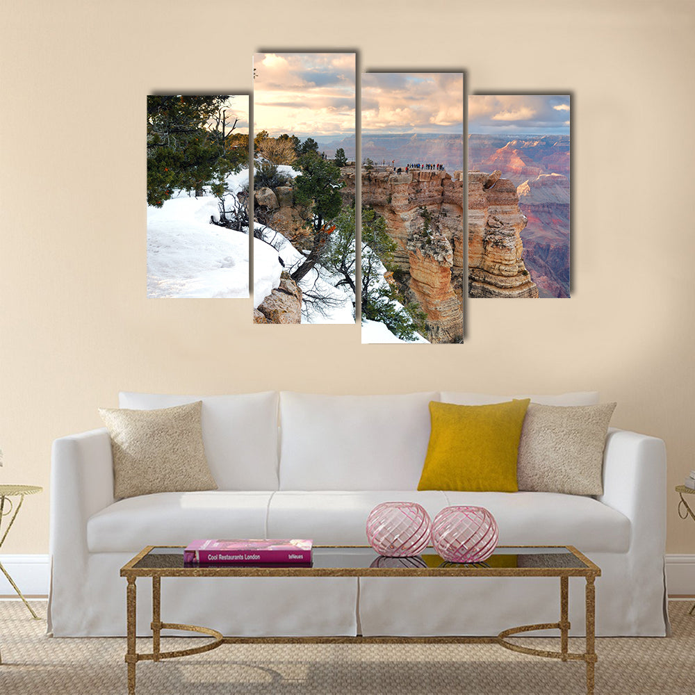 Grand Canyon panorama view in winter with snow and clear blue sky Multi panel canvas wall art
