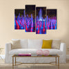 Night colorful fountain show inLublin park multi panel canvas wall art