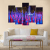 Night colorful fountain show inLublin park multi panel canvas wall art