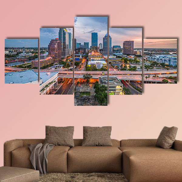 Tampa, Florida, USA downtown skyline on the bay  multi panel canvas wall art