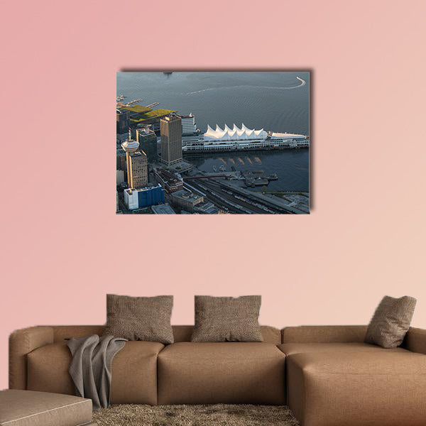 Aerial view on Canada Place, Coal Harbour, and Vancouver wall art