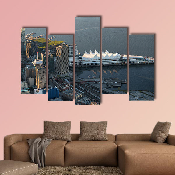 Aerial view on Canada Place, Coal Harbour, and Vancouver wall art