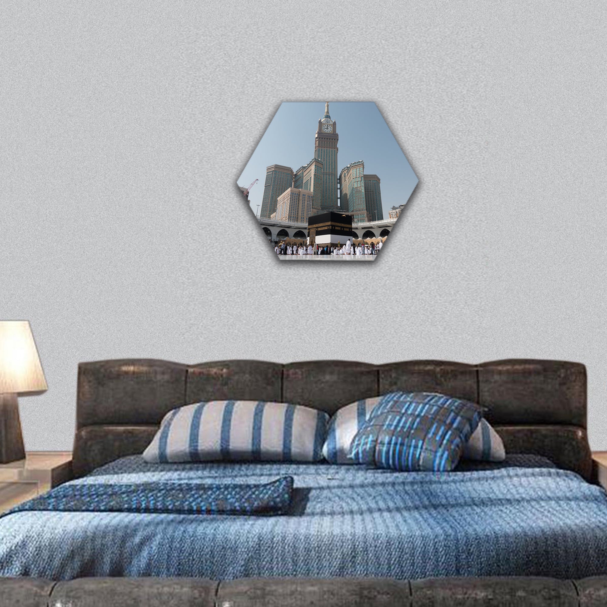 Holy Kaaba at daytime during Hajj hexagonal canvas wall art