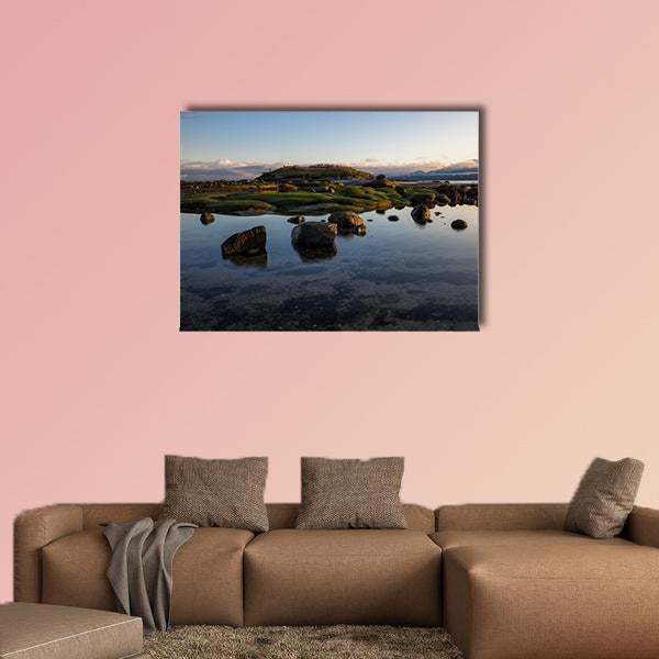 Beautiful nature landscape view on a rocky shore during a sunny wall art