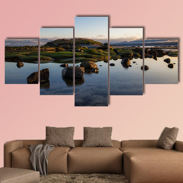 Beautiful nature landscape view on a rocky shore during a sunny wall art