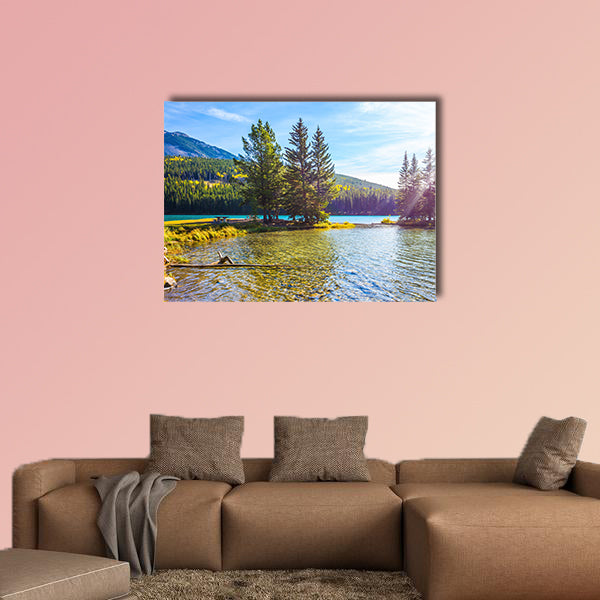 Lake Two Jack in the Rocky Mountains. Golden Autumn wall art