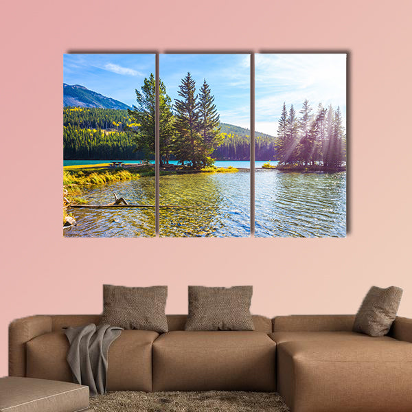 Lake Two Jack in the Rocky Mountains. Golden Autumn wall art
