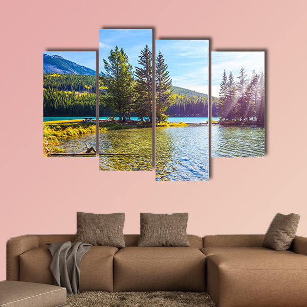 Lake Two Jack in the Rocky Mountains. Golden Autumn wall art