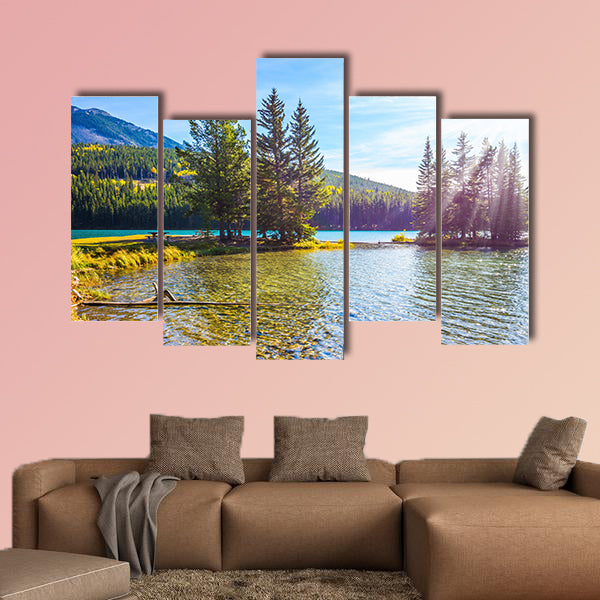 Lake Two Jack in the Rocky Mountains. Golden Autumn wall art