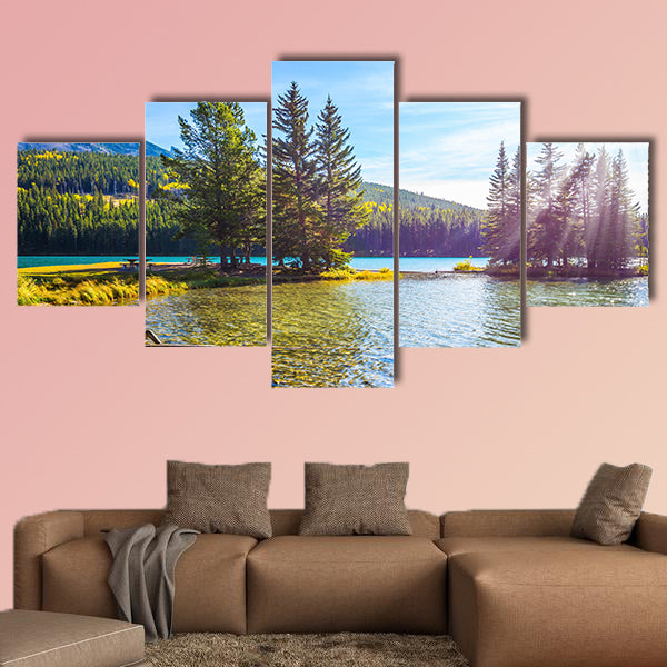 Lake Two Jack in the Rocky Mountains. Golden Autumn wall art