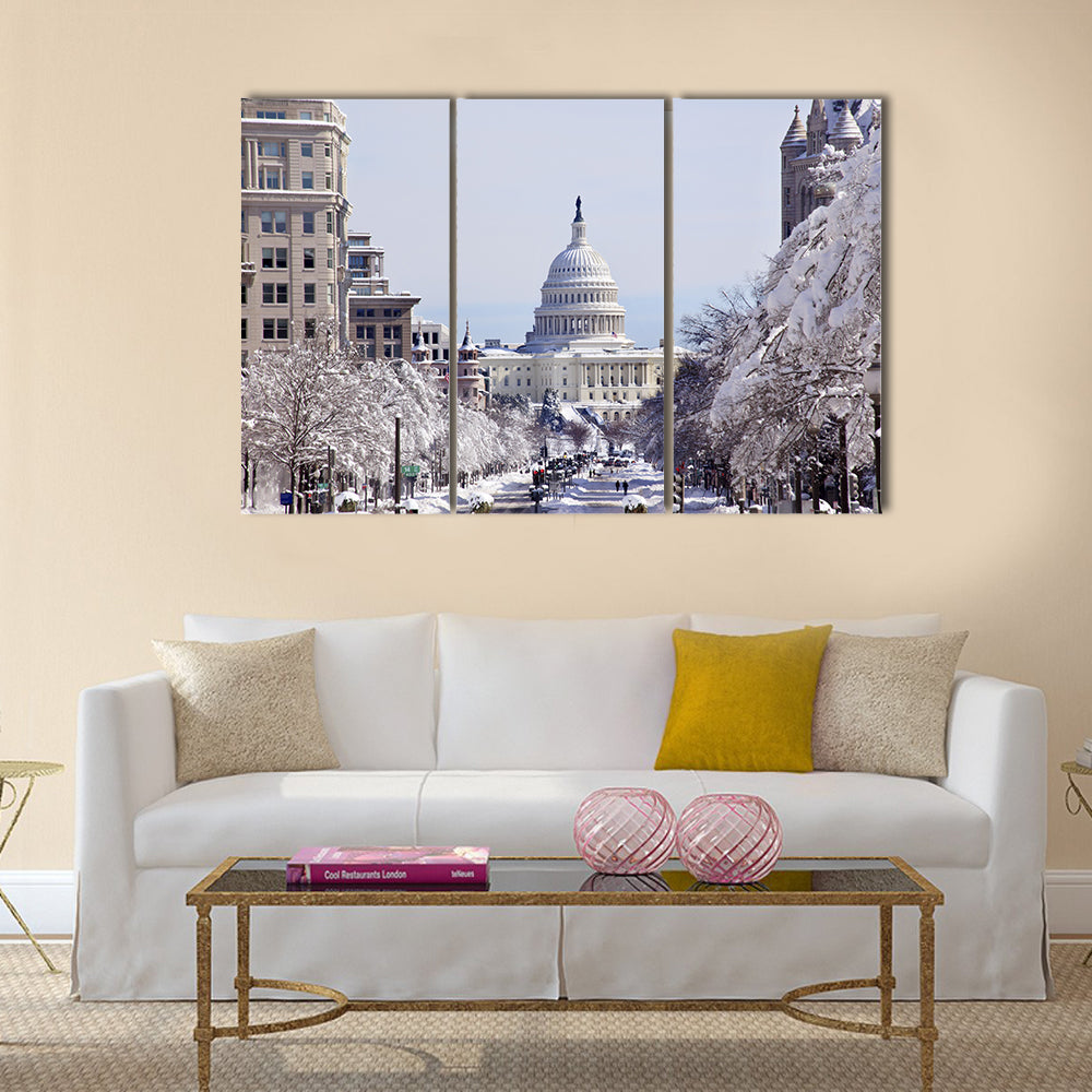 Pennsylvania Avenue After the Snow Washington DC  Multi panel canvas wall art Success