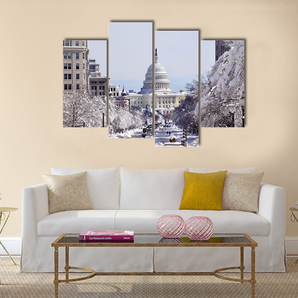 Pennsylvania Avenue After the Snow Washington DC  Multi panel canvas wall art Success