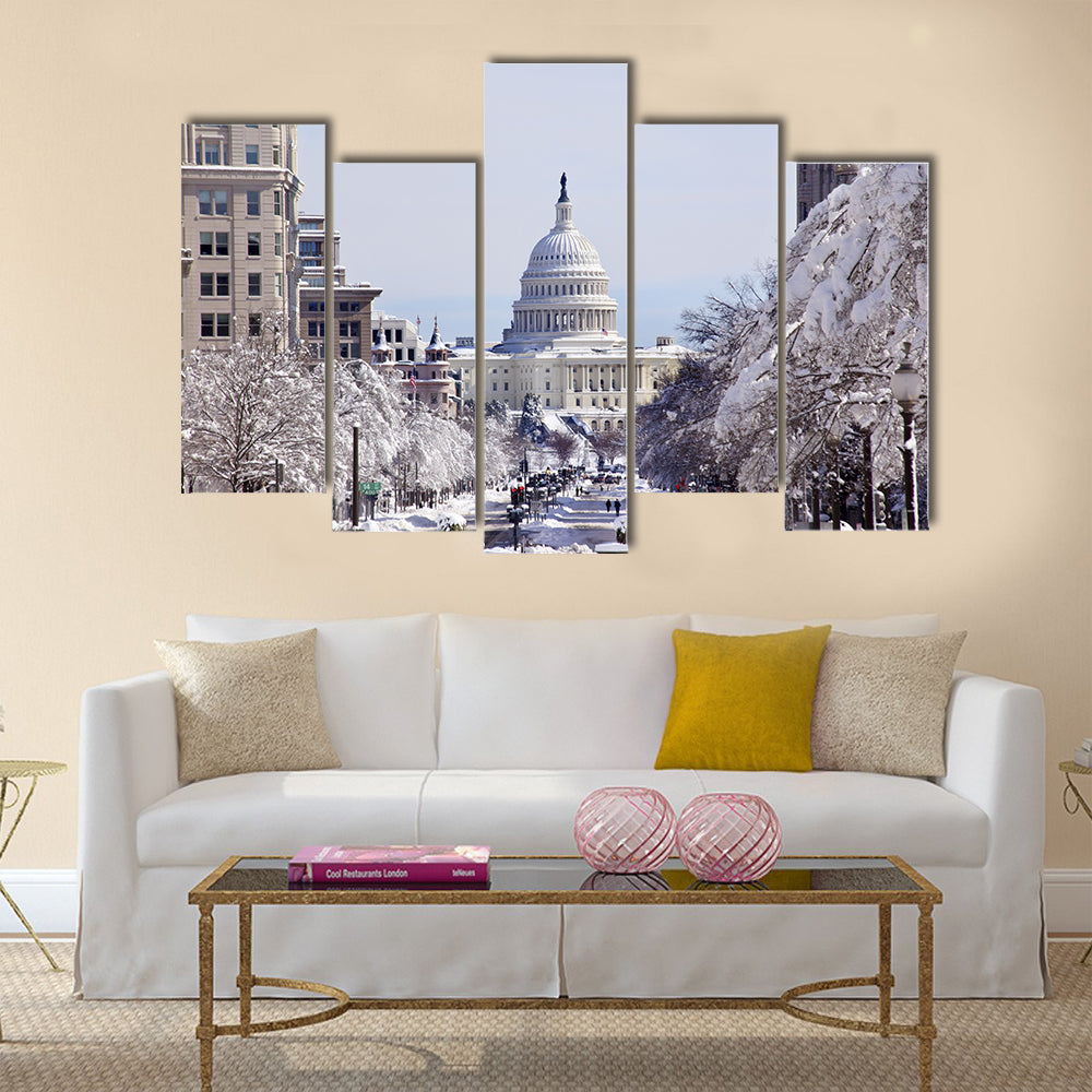Pennsylvania Avenue After the Snow Washington DC  Multi panel canvas wall art Success