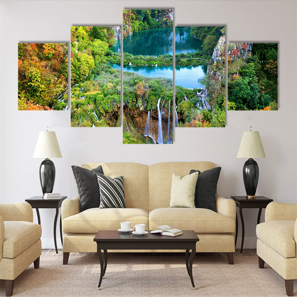 Scenic fall valley landscape Multi Panel Canvas Wall Art