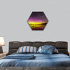 northern lights (Aurora borealis) over Baltic sea hexagonal canvas wall art