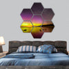 northern lights (Aurora borealis) over Baltic sea hexagonal canvas wall art