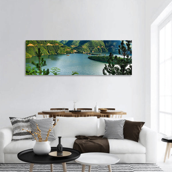 Bulgarian lake at the river Vacha Panoramic Canvas Wall Art