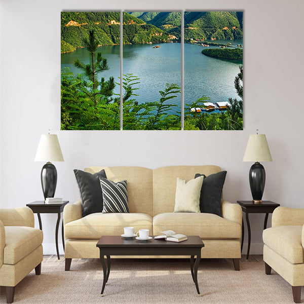 bulgarian lake at the river Vacha Multi panel canvas wall art