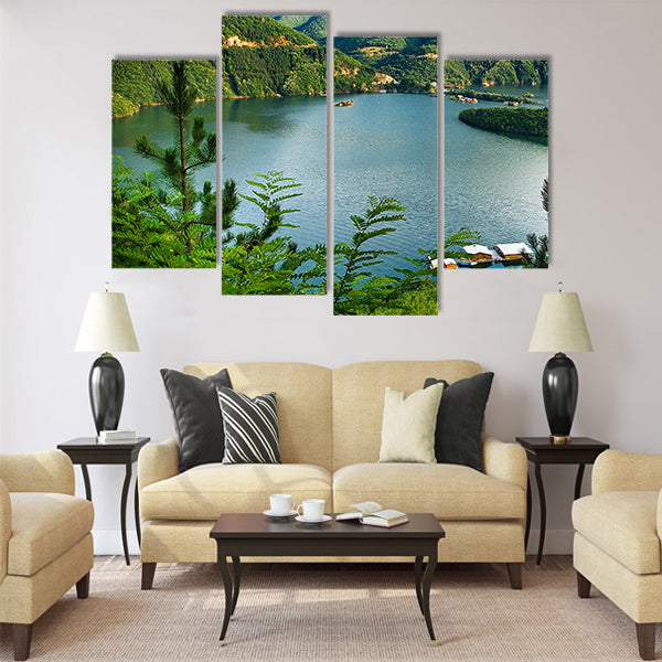 bulgarian lake at the river Vacha Multi panel canvas wall art