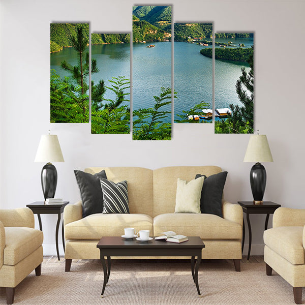 bulgarian lake at the river Vacha Multi panel canvas wall art