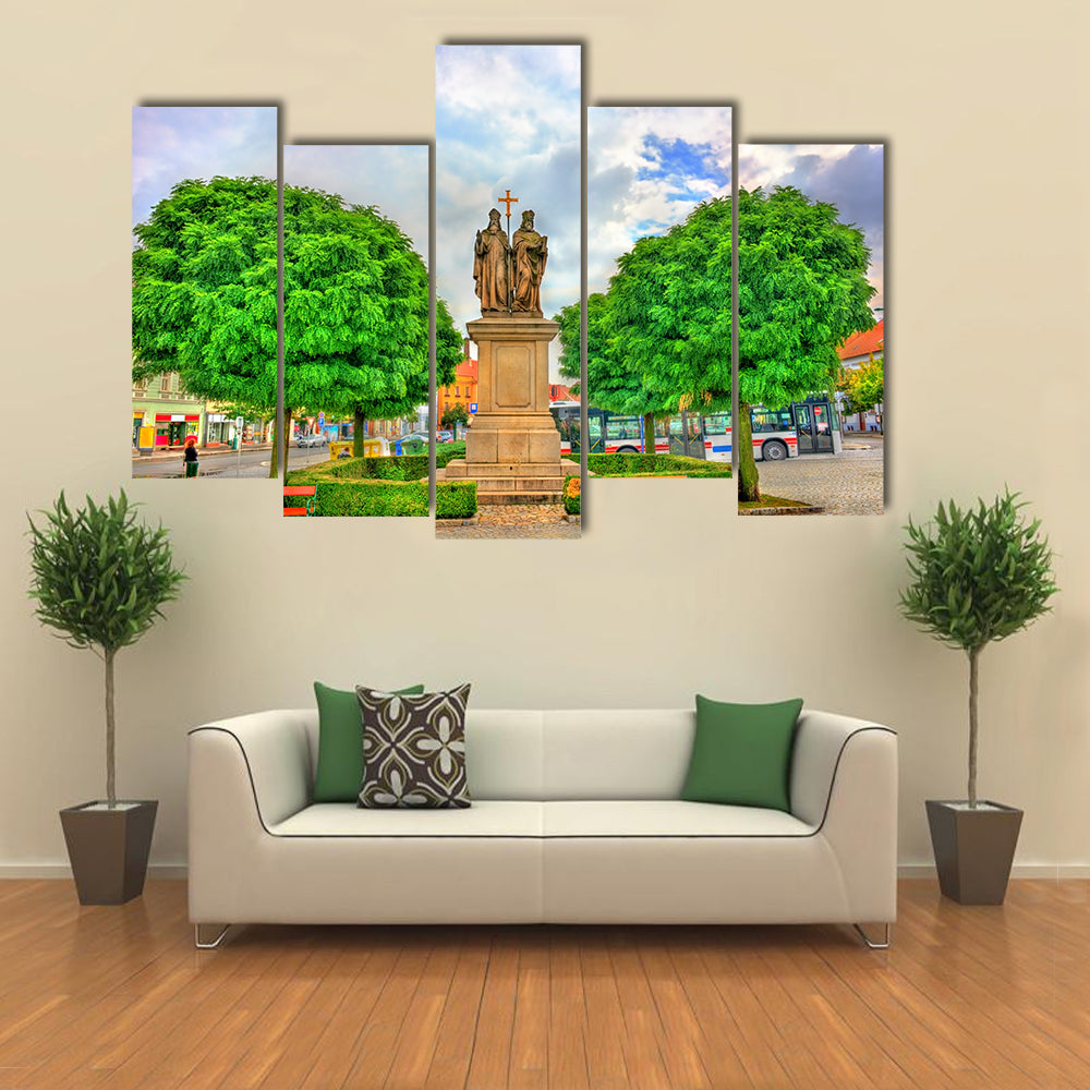 Severe Expressions Of Saint Cyril And Methodius Standing In Czech Republic Multi Panel Canvas Wall Art