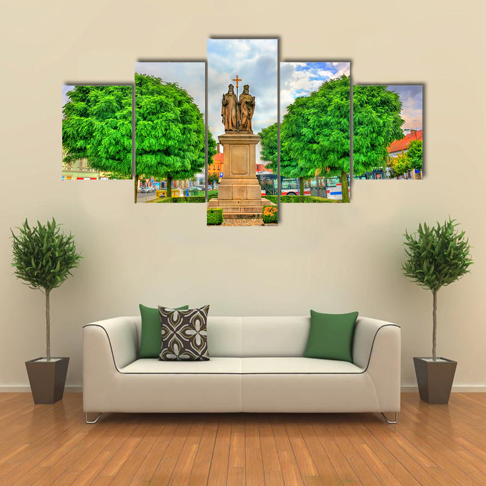 Severe Expressions Of Saint Cyril And Methodius Standing In Czech Republic Multi Panel Canvas Wall Art