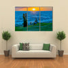 Sunset summer scene at waterfront park at coast of Montevideo city, Uruguay Multi panel canvas wall art