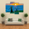 Sunset summer scene at waterfront park at coast of Montevideo city, Uruguay Multi panel canvas wall art