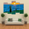 Sunset summer scene at waterfront park at coast of Montevideo city, Uruguay Multi panel canvas wall art